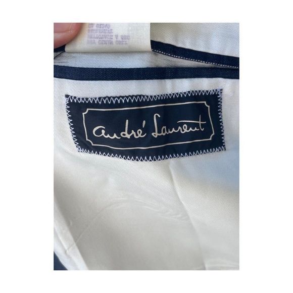 Vintage 90s Roger Laurent L'Homme Chic Chambray Denim Striped Blazer Sportcoat - Picture 9 of 11